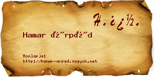 Hamar Árpád névjegykártya