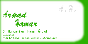 arpad hamar business card